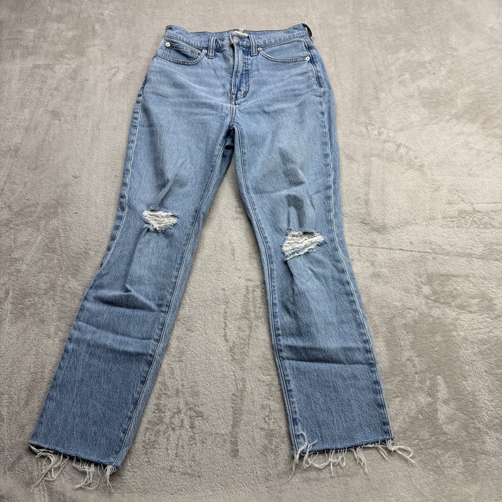 Madewell The Perfect Vintage Jean Women 25 Light Blue Distressed Raw Hem Hi Rise